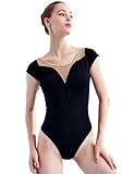 Daydance Short Sleeve Black Leotards for Women Ballet, Dance, Gymnastics, Aerial Yoga, Jazz A Size up