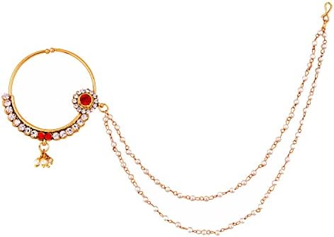 Lucky Jewellery Wedding Designer Gold Plated Dulhan Choker Bridal Set with sheeshpatti for Girls & Women (2475-L1ZS-KD124-), one size, Gold, Cubic Zirconia