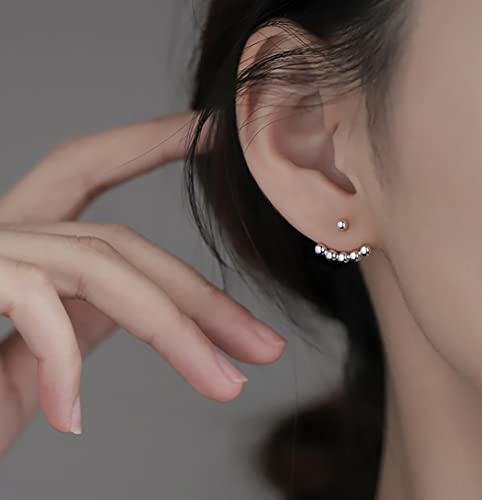 Sluynz 925 Sterling Silver Ball Earrings Jacket For Women Teens Minimalism Jacket Earrings Ball Studs (A-Silver) #TOP1