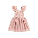 Little Toddler Baby Girl Lace Square Neck Ruffle Short Sleeve Dress Princess Tulle Tutu Dresses Sund