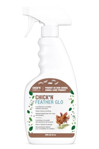 Poultry Feather and Plumage Care Formulation- Chick’n Feather Glo from Chick’n Swell to Enhance and Promote Strong Plumage in Poultry with Optimal Feathers Development. 32 Fluid oz.