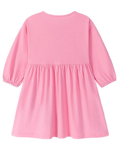 Image of Girls Cotton Long Sleeve Casual Cartoon Appliques Striped Jersey Dresses