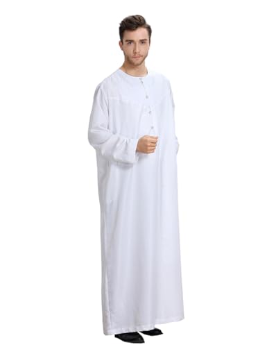 Qianliniuinc Men Arabic Long Sleeve Thobe for Ramadan - Muslim Kaftan Prayer Clothes Islamic Wear Middle Eastern Dress4