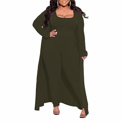 Image of Women's 2 Piece Outfits Set Ribbed Short Sleeve Casual Crop Top Wide Leg Pants Suit Set