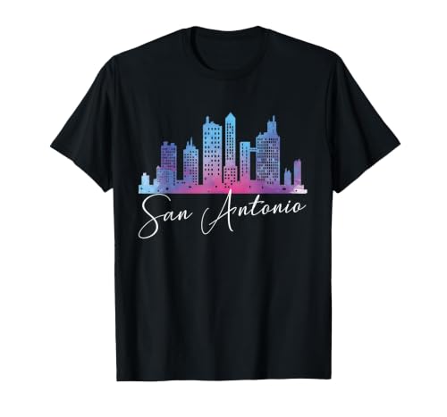 San Antonio Watercolor Skyline Texas State T-Shirt T-Shirt, Men, Black, 3X-Large