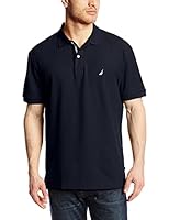 Nautica Mens Classic Short-Sleeve Solid Polo T- Shirt, Navy, Large