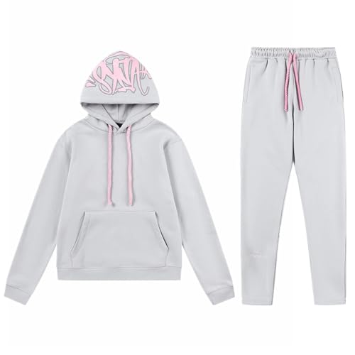 Generisch Abbigliamento sportivo da uomo, tuta da jogging Syna World, tuta sportiva da uomo per autunno inverno, tuta Syna in 2 pezzi con cappuccio + pantaloni sportivi, set sportivo unisex per tempo