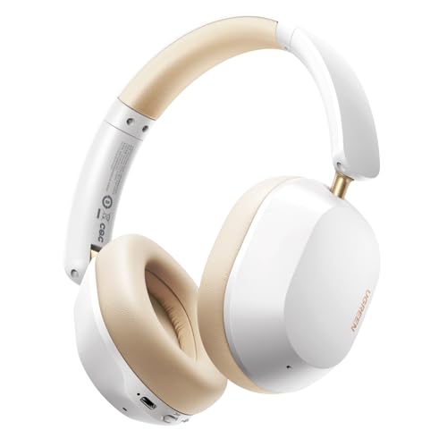 UGREEN HiTune Max5c Bluetooth Kopfhörer Over Ear mit Adaptive Active Geräuschunterdrückung, Hi-Res Audio, LDAC, 75h Akku, Bluetooth 5.4, Räumlichen Klang, EQ in App, Duale Verbindung (Weiß)