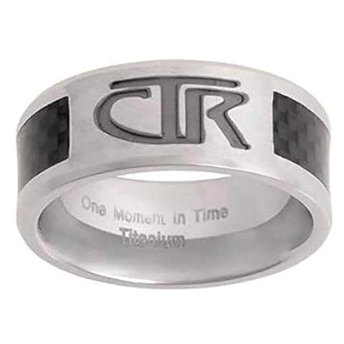 One Moment In Time J113 Sizes 12 Titan Titanium With Carbon Fiber Inlay Ring Mormon LDS CTR