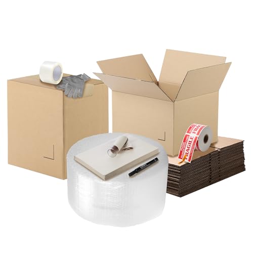The Boxery Complete Moving Kit–1 Bedroom | 18 Pack of Boxes, (9pcs - 14”x14”x10”) - (9pcs – 18”x18”x12”) + All Supplies Needed for a Smooth Move!