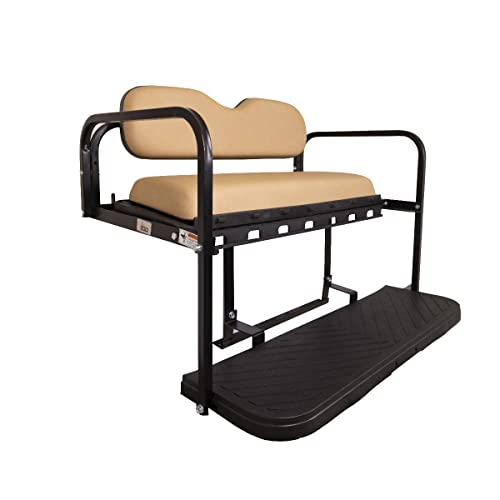 GTW MACH1 EZGO TXT Golf Cart Rear Flip Seat Kit with Steel Frame | Compatible with TXT & Valor (1995-2021 Models) | Tan Cushions