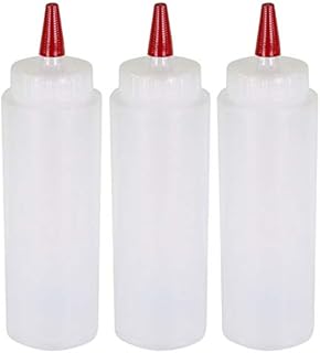Pinnacle Mercantile 3 Pack Condiment Squeeze Bottles 8-ounce Red Cap Soft Squeeze for Icing, Ketchup, Frosting, Cookie Decorating, Sauces