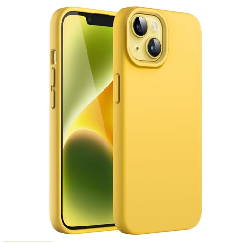 JETech Cover Silicone per iPhone 14 6,1 Pollici, Protettiva per Tutto il Corpo Morbida al Tatto, Custodia Antiurto con Fodera in Microfibra (Giallo)
