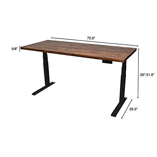 Image of Stand Up Desk Store Reclaimed Wood Electric Adjustable Height Standing Desk with Programmable Memory (Black Frame /Natural Fir Top, 71 inch Wide)