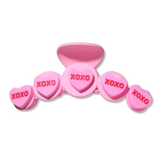 Valentine’s Day Hair Claw Clips for Women, Large Conversation Heart Hair Clips Nonslip Pink Love XOXO Hair Claws Valentine’s Day Accessories Outfits Party Favor Gifts