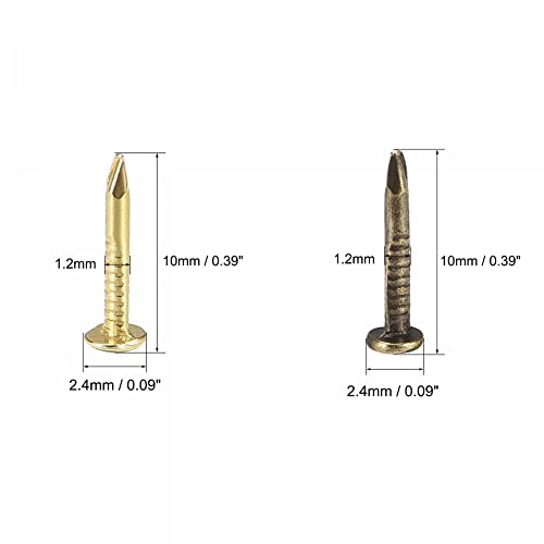 uxcell 500pcs 300pcs Small Tiny Nails 1x10mm Bronze Tone Brass Tone miniatura 2