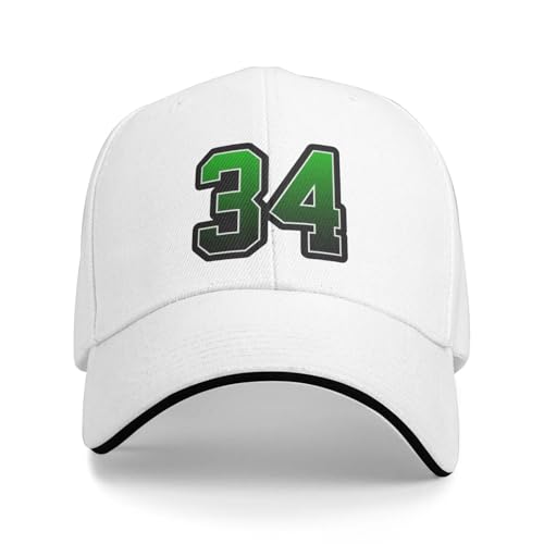Gorras de béisbol de Camping Green Lucky Number 34 Hombres Gorra de Camionero de Alta Gama para Mujeres en Fiesta en la Piscina Gorra de Crema Solar