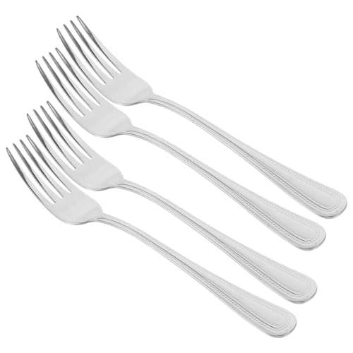 Mikinona 4Pcs Stainless Steel Forks Metal Table Forks for Dinner Dessert and Appetizers Elegant Design for Home Kitchen and Family Gatherings