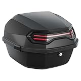 35L Motorcycle Top Case, Motorcycle Top Case Tail Box Carrier Case Hard Shell Waterproof Trunk Luggage Lockable with Universal Mounting for Helmet Luggage (Matte Black)