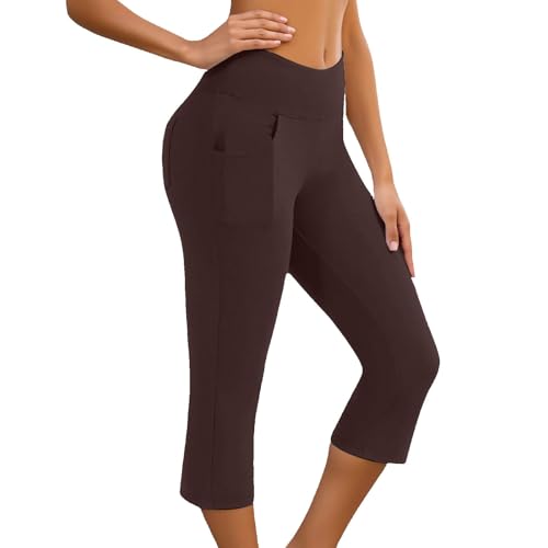 Pantalon de yoga capri bleu à poches pour le sport décontracté