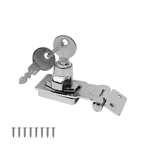 Cerrojo de Cerradura de Puerta KINHARD, Cierre de Hebilla Candado Plateado, Cerrojo de Seguridad para Cerradura de Aleación de Zinc con 2 Llaves y 8 Tornillos para Cerraduras para Armarios Cover