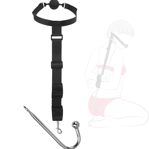 1 set di oggetti di scena per giochi di ruolo per feste di festa regolabili neri con palla da bocca