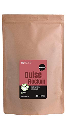 Wohltuer Bio Dulseflocken 50g - Dulse Algen Bio, Lappentang Bio getrocknet - Nachhaltige Wildsammlung an der Atlantikküste