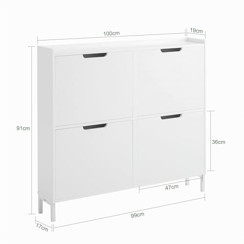 Meuble chaussures compact design moderne blanc à 4 compartiments inclinables