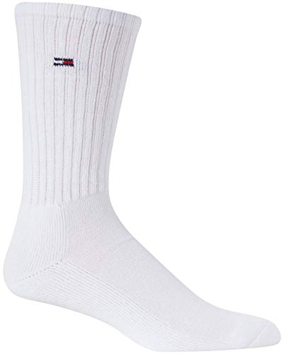 Tommy Hilfiger Mens Crew Socks - 12 Pack Cotton Blend Performance Cushion Crew Socks - Breathable Athletic Socks for Men, Size 7-12, White