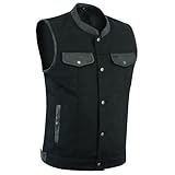 ROUTE 66 HIGHWAY LEATHER Biker Denim Club Style Anarchy Vest (as1, alpha, l, regular, regular)