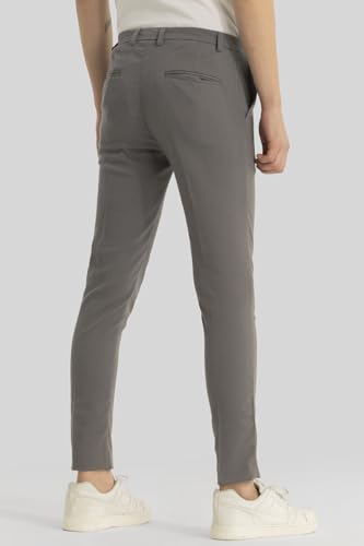 Image of SNITCH Yann Grey Plain Slim Fit Trousers