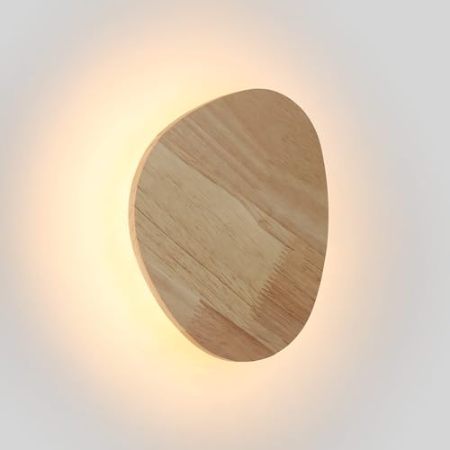 BARCELONA LED - Applique murale en bois Eclipse - Blanc chaud 2700K | Design moderne et minimaliste | Applique décorative LED pour salon, chambre, couloir