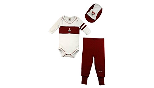Kit body, calça e boné Fluminense, Rêve D'or Sport, Criança Unissex, Branco/Grená, M