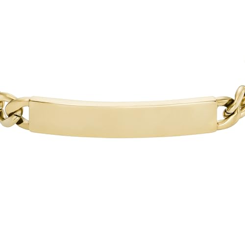 Image of Fossil Men's Plated Stainless Steel Engravable Personalized Gift ID, Chain or Cuff Bracelet for Men