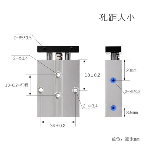 Vérin pneumatique TDA16-90 rigide pour stopper le pivotement - 4