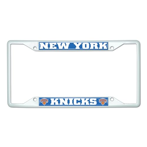 FANMATS 44135 NBA - New York Knicks License Plate Frame - White – Easy Installation on Truck, SUV, Car - Ideal Gift for Die Hard NBA Fan