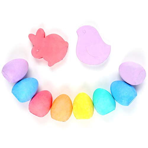 FUNNISM 18 Pack Jumbo Easter Sidewalk Chalk Set,Easter Eggs Bunny Chicken Shaped Chalks for Kids Toddlers Boys Girls,Easter Basket Stuffers Gifts,Easter Crafts for Kids,Easter Party Favors Decorations