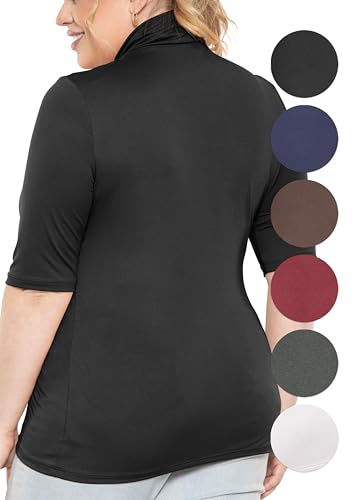 Women's Plus Size Warm Short Sleeve Turtleneck Top | Ultra Soft | Adult XL to 5X3