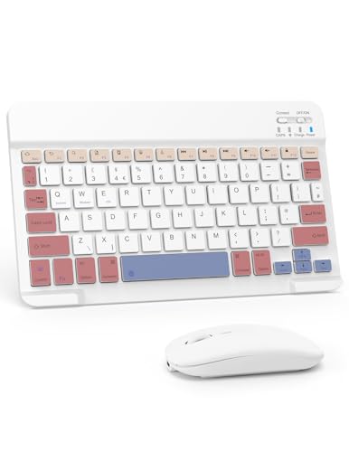 LAMA Wireless Keyboard and Mouse, Rechargeable Ultra Slim Universal Tablet Keyboard, Portable Bluetooth Keyboards for iPad/Tablet/iOS/Android/Windows/Laptops/Desktop Computer/Phones