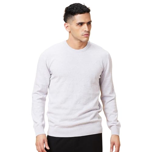 Image of Being Human Self Design Grey Round Neck Sweater