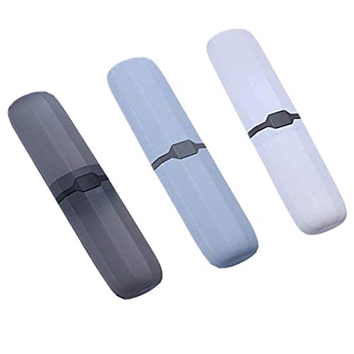 TELADESHX 3-teiliges Reise-Zahnbürsten-Etui mit Weizenstrohhalm, wasserdichte Zahnbürsten-Box für Reisen Camping Schule Cover