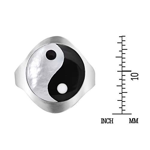 Aeravida Spiritual Balance Yin and Yang Symbol Simulated Black Onyx .925 Sterling Silver Ring | Classic Wedding Rings For Women | Casual Comfort Fit Silver Rings for Women | Yin and Yang Ring Gift for Women3