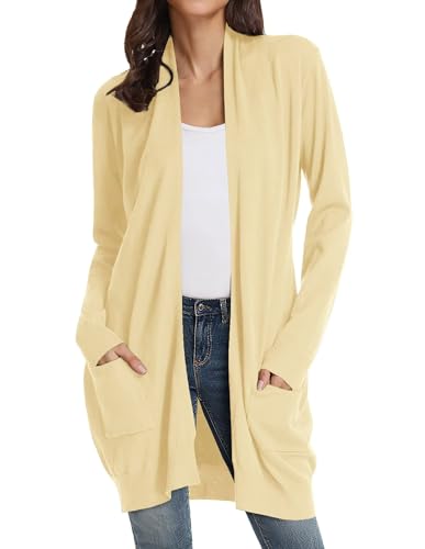 Image of GRACE KARIN Long Cardigan for Women Lightweight Open Front with Pockets | Oversized Cardigan Sweaters for Women, Soft Knit, Casual Fall Clothes, Layering Piece for Fall, Winter & Office Wear