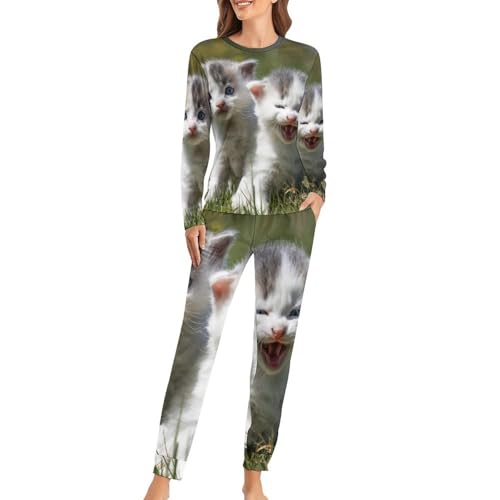 Pyjama femme chaton mignon pour des soirées cocooning confortables en hiver