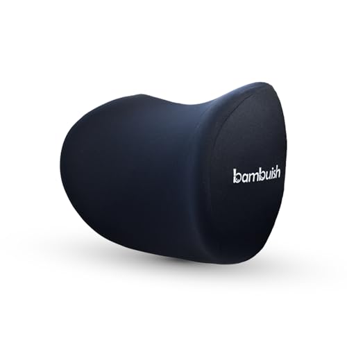 Image of Curved Car Neck Rest Pillow with Ultrasoft Memory Foam for Neck, Superior Neck Support Cushion, Relieves Neck Pain, Head Rest Pillow for Car with Washable Cover, Black
