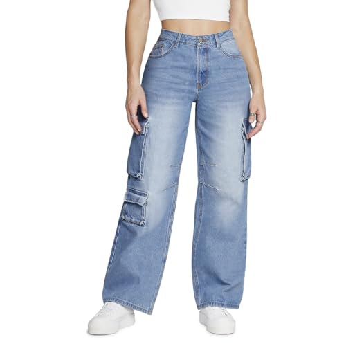 Consejos para Comprar Pantalones Dama los mejores 10. 49 Seven Jeans Pantalón de Mezclilla para Dama, Cintura Super Alta, Corte Cargo, Tecnología Push Up para Mujer Modelo 9961STMC (MX/US, Numérica, 13, Regular, Regular, Azul)