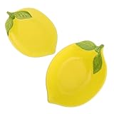 Cabilock 2 piezas Tazón y Plato Cerámico Forma de Limón Diseño y Compacto para Servir Ensaladas Snacks y Postres Cocina y Comedor Fácil