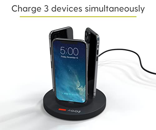 Agoz 3In1 Type C Micro Usb Charging Dock Desktop Charger Station For Samsung Galaxy Note 20 10, S22 S22+ S20 Fe S10 S9 S8 S7 A71, Lg Wing Velvet K51, Google Pixel 6, Iphone 14 13 12 Xr X 8 Se (Black) #TOP4