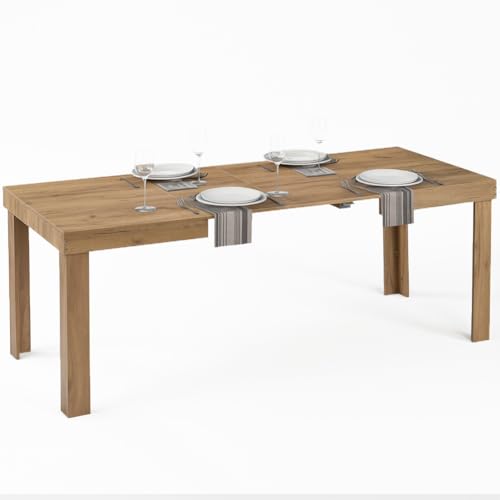 BAKAJI Tavolo Allungabile per Sala da Pranzo e Cucina da 4 a 6 Posti, Tavolo Estensibile con Apertura a Scorrimento da 120 a 200 cm, Design Salvaspazio, Struttura Robusta e Resistente (Quercia)