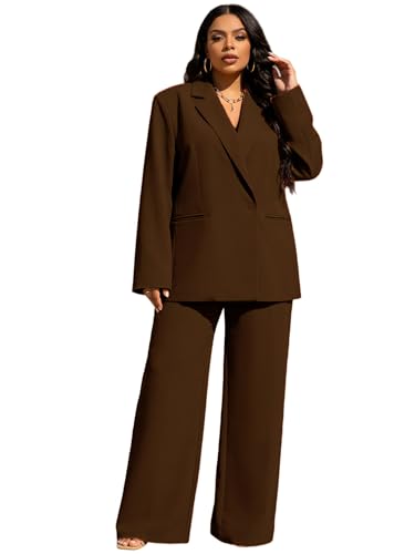 Womens Plus Size 2 Piece Outfits Oversized Blazer Wide Leg